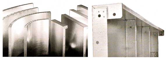 Paneles de acero rectos y curvos, refuerzos en doble L de acero galvanizado