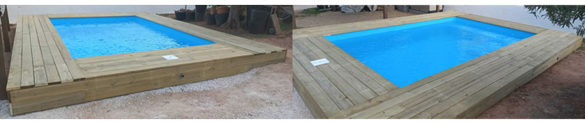 Monocoque pool with wooden contour 2023