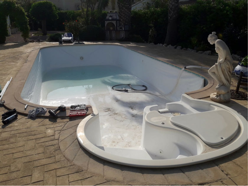 Reparación piscina con liner 2024 después restauración