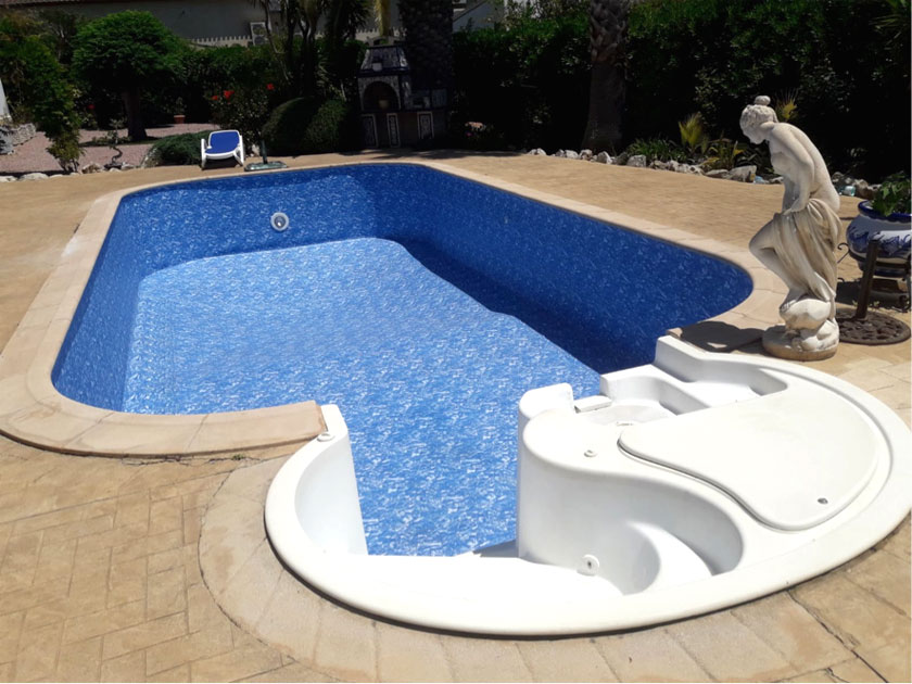 Reparación piscinas con liner 2024 piscina ovalada despues reparacion
