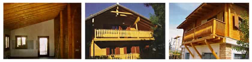 balconies and roofs of wood finishes